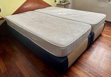 Letto matrimoniale 2 basi imbottite e 2 materassi