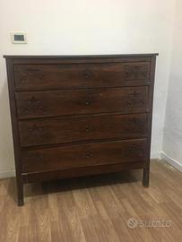 Comó antico in legno massello con piano in marmo