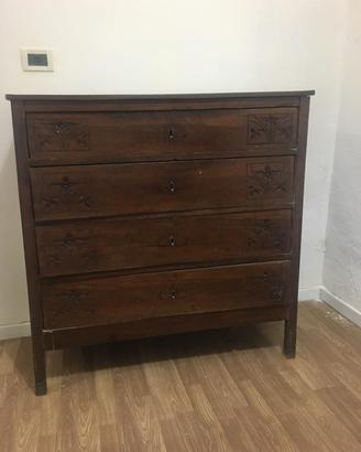 Comó antico in legno massello con piano in marmo
