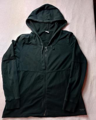 Felpa con Cappuccio e Zip Deha Nera in Cotone - Tg
