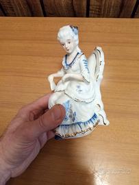 statuina porcellana dama in stile rococò vintage