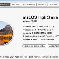 Macbook pro 13" SSD 512 Gb late 2011 Intel core i5