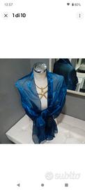 stola coprispalle organza blu elegante foulard