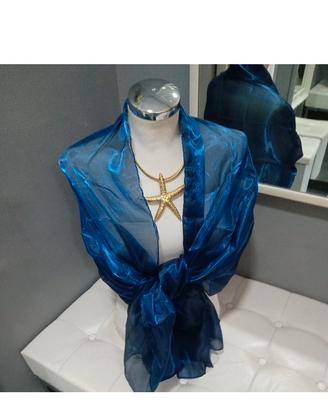 stola coprispalle organza blu elegante foulard