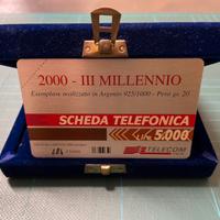 SCHEDA TELEFONICA IN ARGENTO ANNO 2000 IL MILLENIO