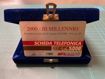SCHEDA TELEFONICA IN ARGENTO ANNO 2000 IL MILLENIO