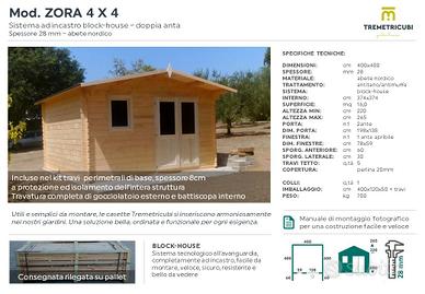 Casetta in legno 4x4 spessore 28mm blockhouse