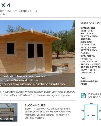Casetta in legno 4x4 spessore 28mm blockhouse