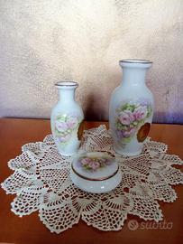Vasi e scatolina Limoges Vintage con bordo oro