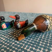 Sculture artigianali anatre statuette in legno