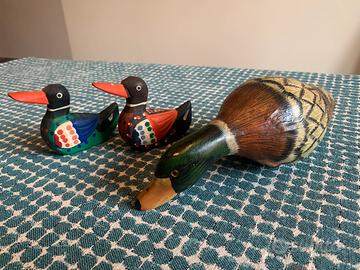 Sculture artigianali anatre statuette in legno