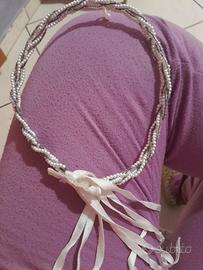 Vestito da comunione con cerchietto per capelli