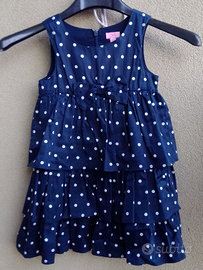 Abitino cotone blu pois 3-4 anni