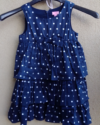 Abitino cotone blu pois 3-4 anni