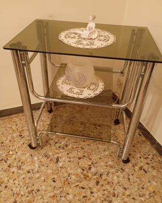 Tavolino e carrellino vetro acciaio