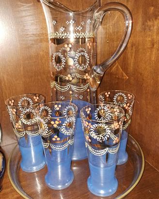 Servizio di 4 bicchieri+caraffa anni 1920-1930