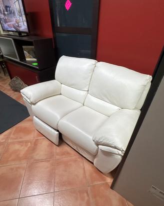 DIVANO BIANCO VERA PELLE DI BUFALO SEDUTA RELAX