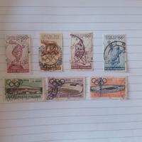 7 francobolli italiani usati XVII olimpiadi 