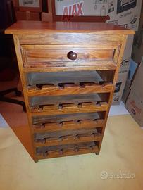 mobile cantinetta  legno massiccio portabottiglie