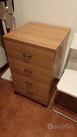 Cassettiera 4 cassetti effetto rovere  80×46×46 cm