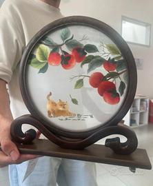 Diorama,ricamo su seta double face