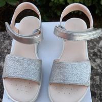 Sandali Geox taglia 33 colore argento glitterati