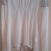 Camicia elegante color latte con paillettes argent