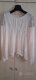 Camicia elegante color latte con paillettes argent