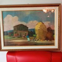R.Natali-Olio su pannello-Scena Rurale con Pagliai