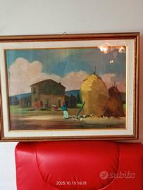 R.Natali-Olio su pannello-Scena Rurale con Pagliai