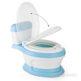 Vasino bimbi a forma di WC con coperchio, azzurro