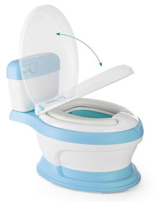 Vasino bimbi a forma di WC con coperchio, azzurro