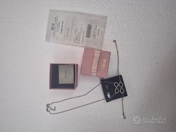 Parure infinito in argento collana, orecchini, bra