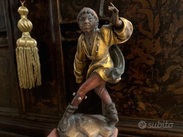 Figura Morisca Val Gardena legno scolpito dipinto