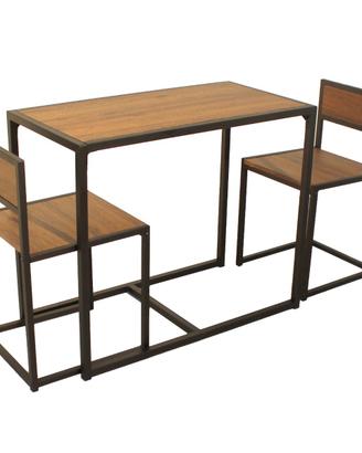 SIENA Set Tavolo BAR e 2 Sedie Marrone Noce