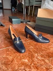 Scarpe donna pelle blu n. 40 Made in Italy vero cu