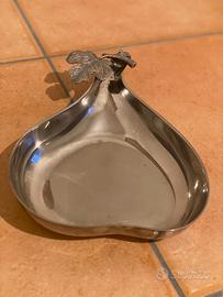 Contenitore vintage silver plate a forma di pera