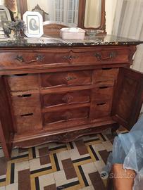 Cassettiera in noce e specchio anni 30 originale 