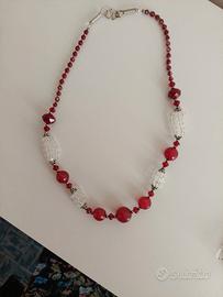 Collana pietra rossa e bianca