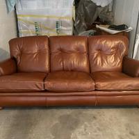 Divano Poltrona Frau 3 posti in vera pelle marrone