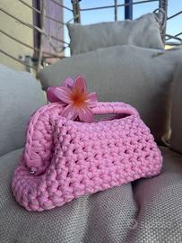 Borsa uncinetto clutch bag pochette crochet rosa