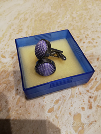 Gemelli In acciaio e tessuto glicine