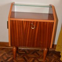 Comodino vintage legno e vetro