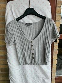 MAGLIA A COSTE GRIGIA CORTA PRIMARK TAGLIA XS