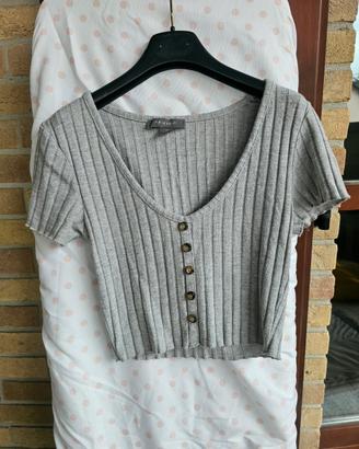 MAGLIA A COSTE GRIGIA CORTA PRIMARK TAGLIA XS