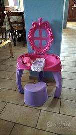 Specchiera Giocattolo con Sgabello e Accessori