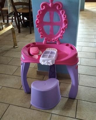 Specchiera Giocattolo con Sgabello e Accessori
