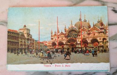 VENEZIA PIAZZA SAN MARCO BASILICA 1915 - VIAGGIATA