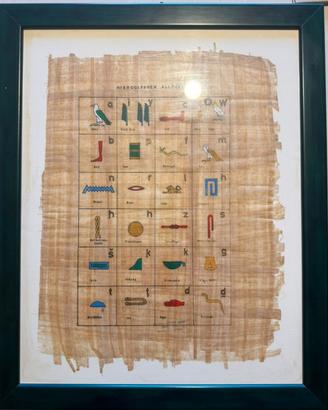 Papiro egiziano geroglifici con certificato
