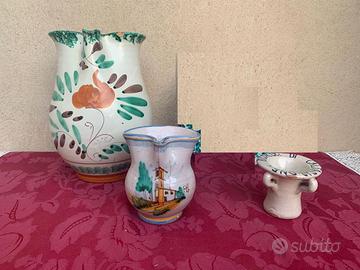 Lotto 3 ceramiche cannata brocca cantro Caltagiron